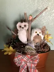 Fall Floral Arrangement Owl Centerpiece Fall Home Decor