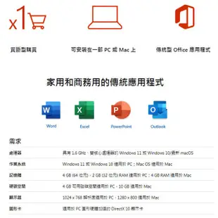 Microsoft 微軟 Office 2021 家用版 、 家用及中小企業版 軟體 盒裝版