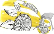 [WOSHJIUK] Working Hat 2 Pack Scrub Caps for Women,Fruits Lemon Yellow Stripes,Tie Back Cap Adjustable Scrub Hat