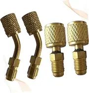 SOESFOUFU 4Pcs Quick Coupler Connector Set for R22 R410A Air Conditioners Includes 2 Straight & 2 Angled Adaptors for Efficient Refrigerant Filling and Maintenance