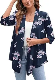 [Heymoments] Women's Lightweight Open Front Cardigans 3/4 Sleeve Casual Soft Drape Fall Cardigan S-2XL