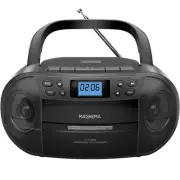 Portable CD Cassette Boombox with AM/FM Stereo Radio, Bluetooth and USB, CD-R...
