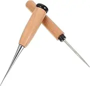 Homoyoyo Pcs Wooden Handle Leather Carving Awls Ergonomic Design Handheld Sewing Tools for Diy Leather Craft Supplies