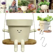 Cute Swing Face Planter Pot Garden Plant Hanging Potted Plant Flowerpot Decor