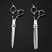 Hair Cutting Scissors, 6.5 Inch Professional Steel Scissor Silver Haircut Thinning Barber Cutting Shears Hairdressing Scissors Set