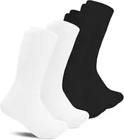 [TRAMLE] Girls Kids Knee High School Cotton Socks，6 Pairs Back to School Plain Socks Uniform Party Wear, Comfort Fit Long Socks Stocking Girls Knee High Kids School Socks.