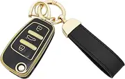 360 Degree Soft TPU Protector Key Fob Cover Case Compatible with Audi A1 A3 A4 A6 A8 TT Q7 S6 Key Fob, Black