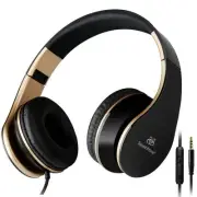 Stereo Over ear Headphones Foldable Headset In-line Volume Control Microphone