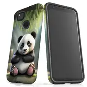 For Google Pixel 4a Tough Protective Cover, Happy Panda
