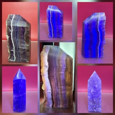 Natural Colored Fluorite Crystal Tower Column Obelisk UV Healing Energy 1+LB