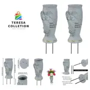 Cemetery Vase, Memorial Grave Vase with Ground Spikes, Angel Vases for Fresh/...