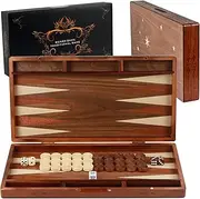 Syrace Handcrafted Wooden Backgammon Set, 16" Large Size, Classic Two-Player Strategy Board，Premium Travel Game Board for Adults & Kids
