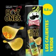 Limited Edition Pringles Hot Ones Los Calientes Verde Potato Chips 5.5 oz