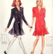 Vtg Uncut Burda 4682 Sew Pattern Misses Dropped Waist Pleated Dress Sz 8-18