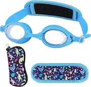 Kids Swim Goggles for Age 4-6, Children Goggles No Hair Pull,Adjustable Strap Flexible Swim Glasses with Neoprene Strap Cover & Anti-Fog Goggles for Girls Boys (Blue)