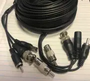 25ft CCTV Security Camera Audio/Video/DC Power Cable w/BNC/RCA Male Plugs AV