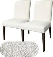 [Rockin Cushions] Boucle Natural White Dining Chair Covers, Compatible with IKEA Henriksdal, Set of 2 - Custom-Fit, Durable, Machine-Washable Slipcovers with Rich Texture, Perfect for Modern Interiors