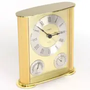 Linden Desk Clock - Brass/Metal w/Hygrometer/Thermometer & Alarm - New - KK415