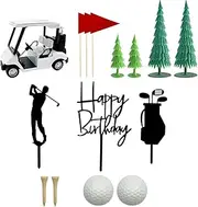 Oshhni Golf Birthday Cake Toppers Cupcake Toppers Versatile Cake Top Decorations for Men Cake Picks Cake Decorations for Anniversary, White Golf Cart