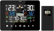 Sunrise and Sunset Weather Station Multi-Function Alarm Clock Thermometer Hygrometer Touch Screen Operation with Outdoor Sensor