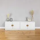 NNEDSZ BUCHAREST TV UNIT- WHITE - SLIM - HALF MOON BRASS