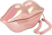 Funny Lip Telephone, Wire Landline Phone Colorful Lip Telephone, with Number Storage Function, Electroplated Purple Telephone Home Desktop Corded Fixed Telephone(Electroplating