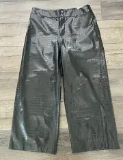 NWT Chico's Pants Faux Snakeskin Wide Leg Crop Black Size 2 US 12 New
