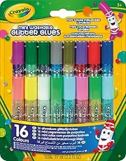 CRAYOLA 69-4200 Mini Washable Glitter Glue; Art Tools; 16 ct.; 16 Sparkly Colors; Great for Arts and Crafts, Great for Sparkle Slime
