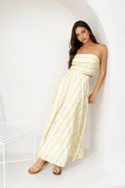 [PUP52] Serafina Two Piece Set - Orange Stripe XS Orange
