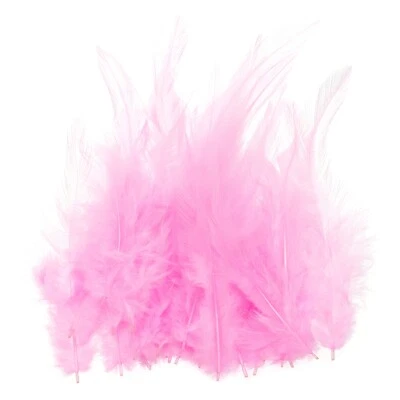 200 Pcs 3-5" Rooster Feathers Bulk Natural Feather for Crafts Pink