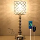 Crystal Table Lamp with Dual USB Charging Ports,Touch Control Sliver Lamp for...