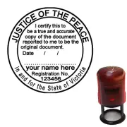 JUSTICE OF THE PEACE VIC Custom Self Inking Rubber Stamp ROUND 40mm