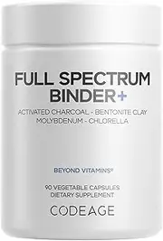 Codeage Bioactivated Binder + Broad-Spectrum Systemic Binder, Zeolite Clay, Fulvic Humic Acid, Molybdenum Glycinate, Supports Healthy Immune System, Increased Bonding, Unique Carbon Forms, 90 Count