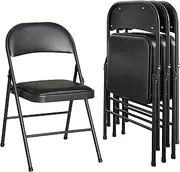 KAIHAOWIN Folding Chairs Set of 4 Vinyl Folding Chairs Easy Storage Foldable Chair- Morden Commercial Seat with Powder-Coated Metal Frame for Indoor Office Party Events