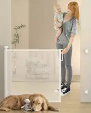 Retractable Baby Gate, Dog Gate Door Extensions, Durable Mesh Baby Safety Door,
