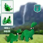 2 Sinclair Oil 9’ Green Dinosaur Brontosaurus Promo Stuffed Animal Plushes NEW!