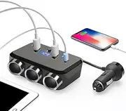 Car Splitter Adapter, Car Adapter Charger Splitter 12V-24V, Caravan, Truck, Bus 3-Socket Converter 3100Ma with Separate Control for Navigator