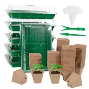 6pcs Seed Starter Tray Kit with 100pcs Peat Pots,Seed Propagation Tray with
