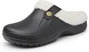 LeoLeozz Men's Women's Waterproof Slippers Winter Lined Clogs Fur Garden Shoes Warm Plush Home House Slippers Indoor Outdoor Mules (6-7 US)