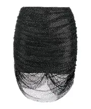 rhinestone-embellished mesh miniskirt XS/S Black