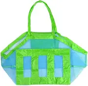 [Jualyue] Mesh Beach Bag Large Beach Tote Bag Foldable Toy Lightweight Storage Mesh for Toys Kids Sea Bags Blue Green, Large