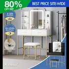 ALFORDSON Dressing Table Stool Set Makeup Mirror LED Vanity Desk Metal Frame