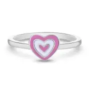 Groovy Heart Size 3-5 Baby / Toddler / Kids Ring Enamel - Sterling Silver