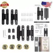 Matte Black 6-Inch Concealed Hinges - 180-Degree & 3-Way Adjustable Style