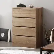 [IRIS OHYAMA] WCH590 Chest, Drawer, Smooth Opening and Closing with Slide Rail, Wooden, Ash Brown, Width 23.2 x Depth 15.4 x Height 34.6 inches (59 x 39 x 88 cm), 4 Tiers, Simple Design, No Handles,