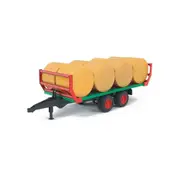 Bruder Licensed 1:16 Scale Bale Transport Trailer With 8 Round Bales Model Toy