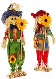 FONDOTIN 2sets Halloween Scarecrow Garden Decoration Festive Lawn Signs for Thanksgiving Harvest Scene Adorable Pumpkin Ornaments for Outdoor Use 2pcs*2