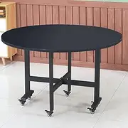 Mobile Round Folding Dining Table, Wooden Extendable Dining Table with 6 Wheels & Sturdy Metal Frame, Drop Leaf Tables for Small Spaces, Easily Bear 400Kg (Color : D, Size : 1M/39.3IN)