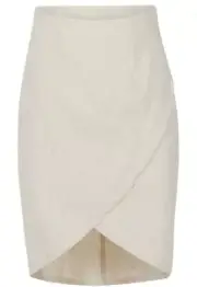 BCBGMAXAZRIA Benji High-Waist Pinstripe Linen Skirt in Tan Size Large NEW