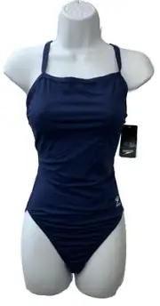 Speedo Women Swimsuit One Piece Endurance+ Flyback Solid Adult Navy Blue 8/34
